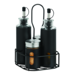 Black Oil & Salt Pepper Set - 4 Pcs with Stand - Image 4