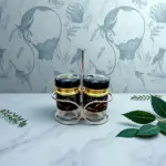 Glass Spice 2 Jar Set With Stand - Image 3