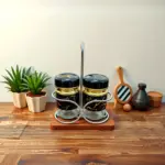 Glass Spice 2 Jar Set With Stand - Image 5