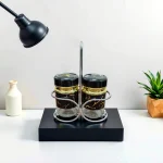 Glass Spice 2 Jar Set With Stand
