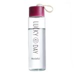 Lucky Day Clear Glass Water Bottle with Carry Strap - Image 4