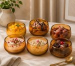 Amber Golden Glass Dessert Bowl - Image 5