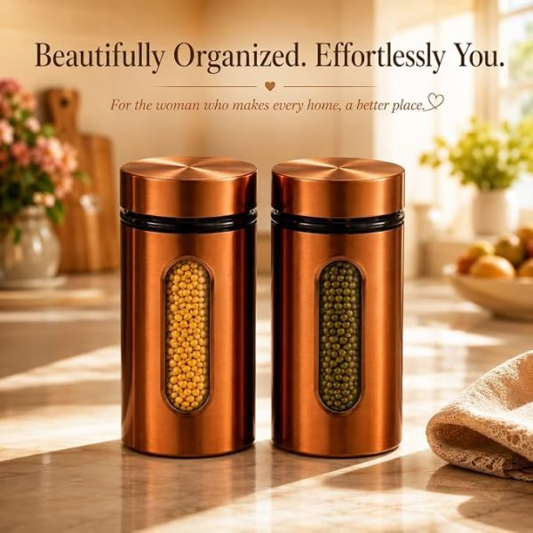Copper Coated Glass Canister Storage Jar