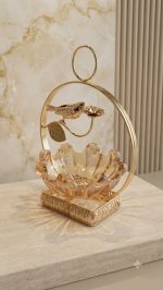 Luxury Golden Bird Dry Fruit Bowl with Glass Tray - Image 4