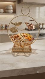 Luxury Golden Bird Dry Fruit Bowl with Glass Tray