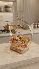 Luxury Golden Bird Dry Fruit Bowl with Glass Tray - Image 3