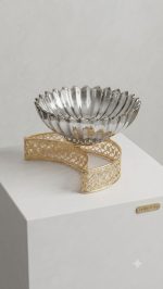 Luxury Lotus Glass Bowl with Golden Crescent Stand - Image 5
