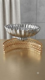 Luxury Lotus Glass Bowl with Golden Crescent Stand - Image 6