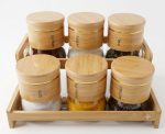 6-Pcs Glass Spice Jar Set with 2-Tier Bamboo Stand - Image 5