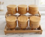 6-Pcs Glass Spice Jar Set with 2-Tier Bamboo Stand - Image 4