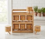 9-Pcs Glass Spice Jar Set with 3-Tier Bamboo Stand - Image 4