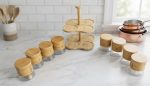 6-Pcs Rotating Glass Spice Jar Set with 2-Tier Spinning Stand - Image 3