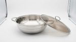 Stainless Steel Kadai / Wok with Glass Lid (30CM) - Image 4