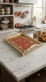 Designer Serving Tray with Handles - Floral Print - Image 3