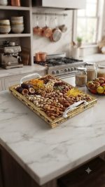 Designer Serving Tray with Handles - Floral Print - Image 2