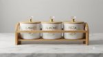 3 Pcs Dry Fruit Jar Set with Wooden Stand - Glass