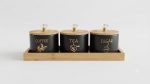 3 Pcs Round Tea Coffee Sugar Jar Set with Wooden Tray - Black - Image 5