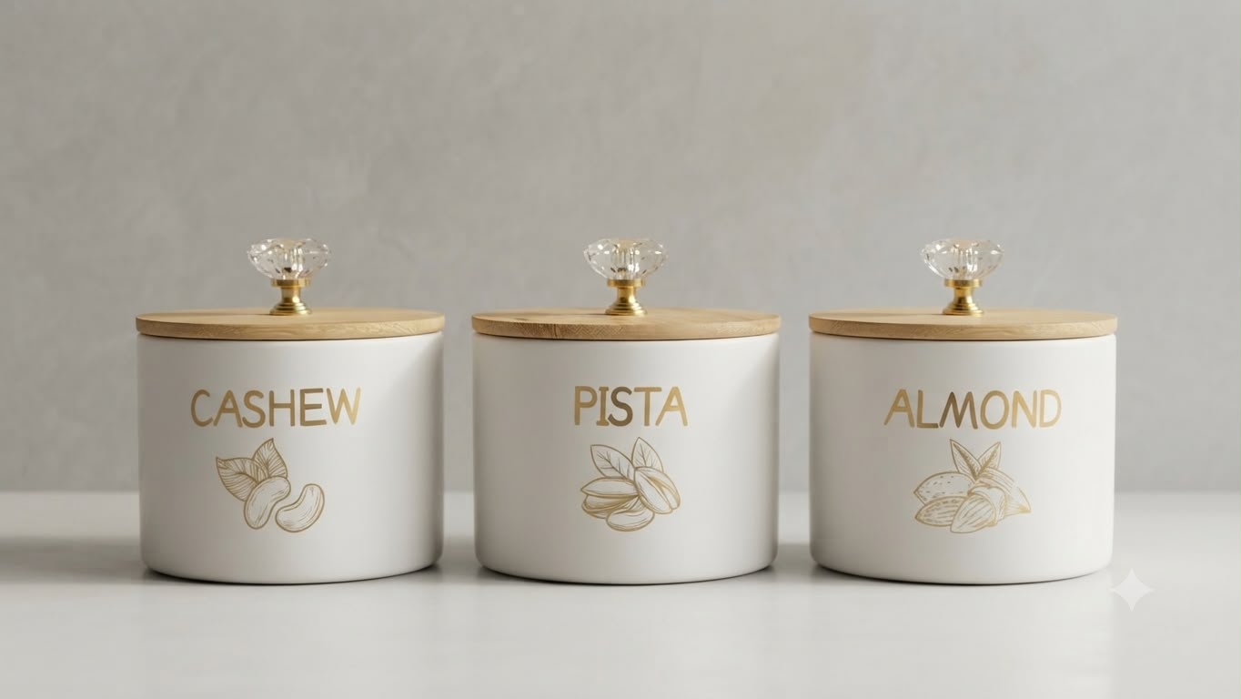 WhatsApp Image 2026-09-27 at 12.46.30 PM (1) 3 Pcs Dry Fruit Jar Set Without Tray- Glass White (Round) - Image 1