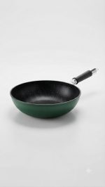 Non-Stick Wok Pan with Glass Lid - Green - Image 4