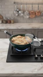 Non-Stick Wok Pan with Glass Lid - Green - Image 2