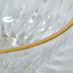 Crystal Glass Serving Bowl with Golden Rim - Diamond Cut - Image 3