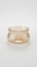 Amber Ribbed Glass Fruit Bowl - Image 4