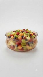 Amber Ribbed Glass Fruit Bowl - Image 3