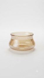 Amber Ribbed Glass Fruit Bowl - Image 5