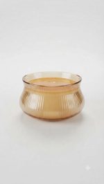 Amber Ribbed Glass Fruit Bowl - Image 2