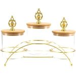 3-Piece Glass Spice Jar Set with Decorative Metal Stand (800ml) - Image 6