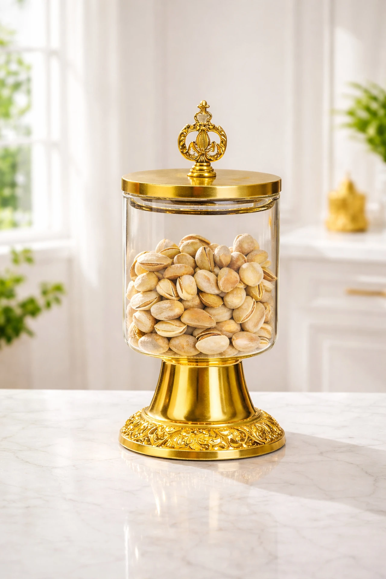 1-clear-glass-canister-set-with-floral-knob-lid-jossyfy-original-imahh2b3bmxdak7w Glass Grocery Container - 800 ml (Clear) - Image 1