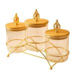 3-Piece Glass Spice Jar Set with Decorative Metal Stand (800ml) - Image 7