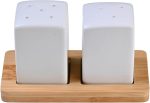 Ceramic Salt and Pepper Shakers Set with Tray