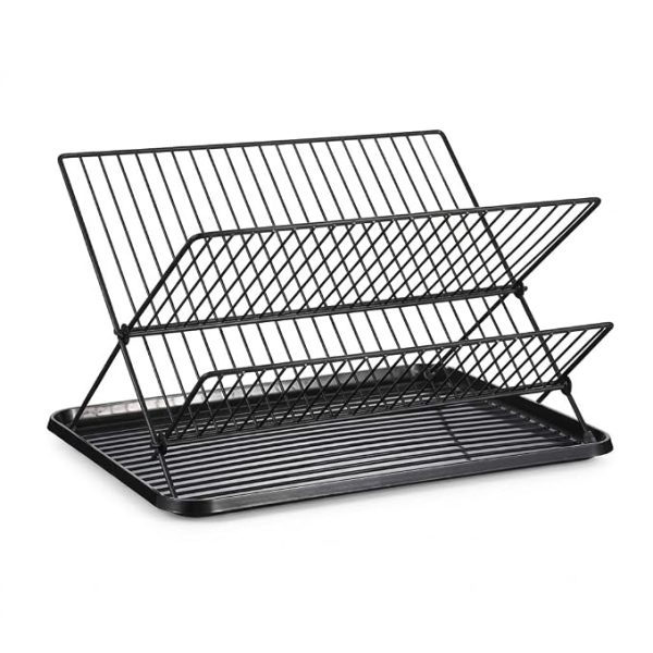 2-Tier Collapsible Dish Rack with Drainage Tray