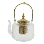 Embossed Glass Tea Kettle with Gold Handle(1280ML) - Stovetop Safe - Image 5