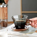 Glass Mug with Wooden Handle and Saucer Set(230ML)-GOLD - Image 2