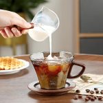 Glass Mug with Wooden Handle and Saucer Set(230ML)-GOLD - Image 4