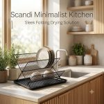 2-Tier Collapsible Dish Rack with Drainage Tray - Image 4
