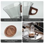 Glass Mug with Wooden Handle and Saucer Set(230ML)-GOLD - Image 6