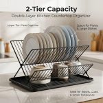 2-Tier Collapsible Dish Rack with Drainage Tray - Image 5