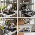 2-Tier Collapsible Dish Rack with Drainage Tray - Image 2