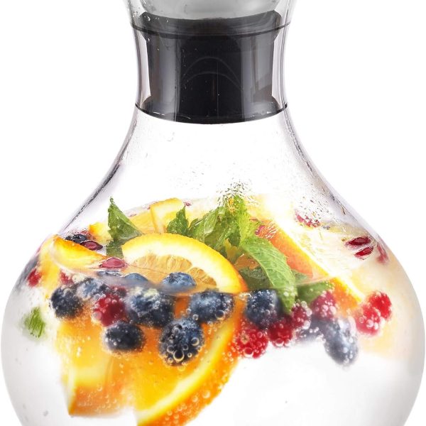 Glass Water Carafe Pitcher with Stainless Steel Flow Lid