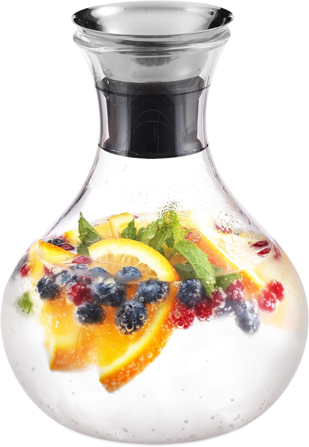 81U2v48nWZL._AC_SL1500_ Glass Water Carafe Pitcher with Stainless Steel Flow Lid - Image 1