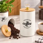 Coffee Canister with Bamboo Lid & Crystal Knob - Image 5