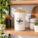 Coffee Canister with Bamboo Lid & Crystal Knob - Image 4