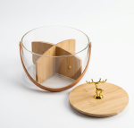 Glass Dry Fruit Basket with Bamboo Dividers (3500ML) - Image 5