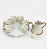 Royal White & Gold Ceramic Tea Set with Round Serving Tray - Image 3