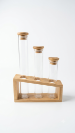 3-Piece Test Tube Spice Rack Set with Angled Wooden Stand