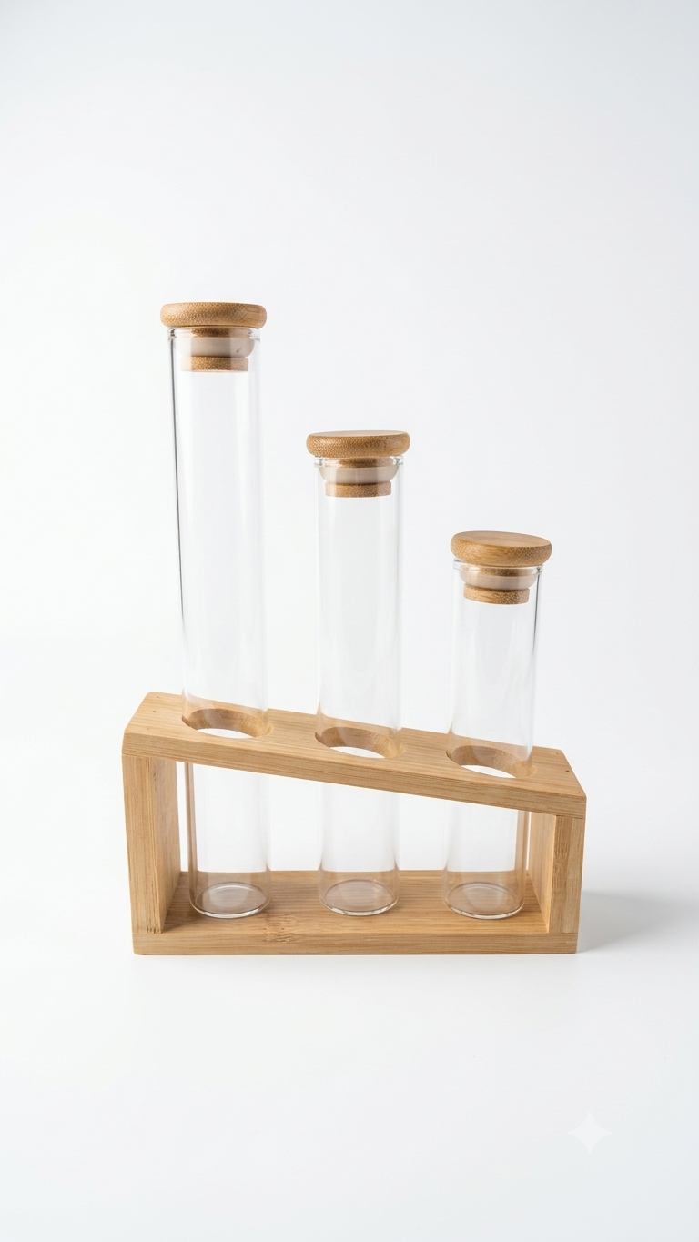 Gemini_Generated_Image_1n3pxa1n3pxa1n3p 3-Piece Test Tube Spice Rack Set with Angled Wooden Stand - Image 1