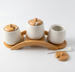 Ceramic & Bamboo Spice Jar Set - Image 3